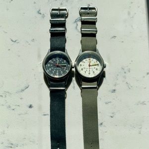 Mens Timex J Crew Field watches, set of 2. NATO straps.